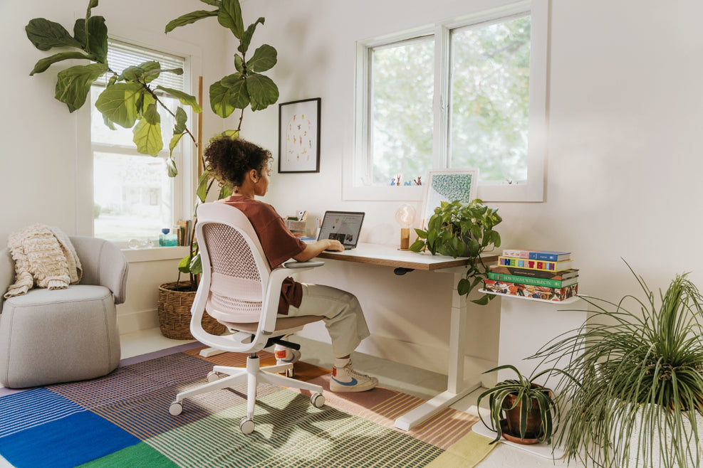 Upside Sit-to-Stand Desk in lifestyle shot